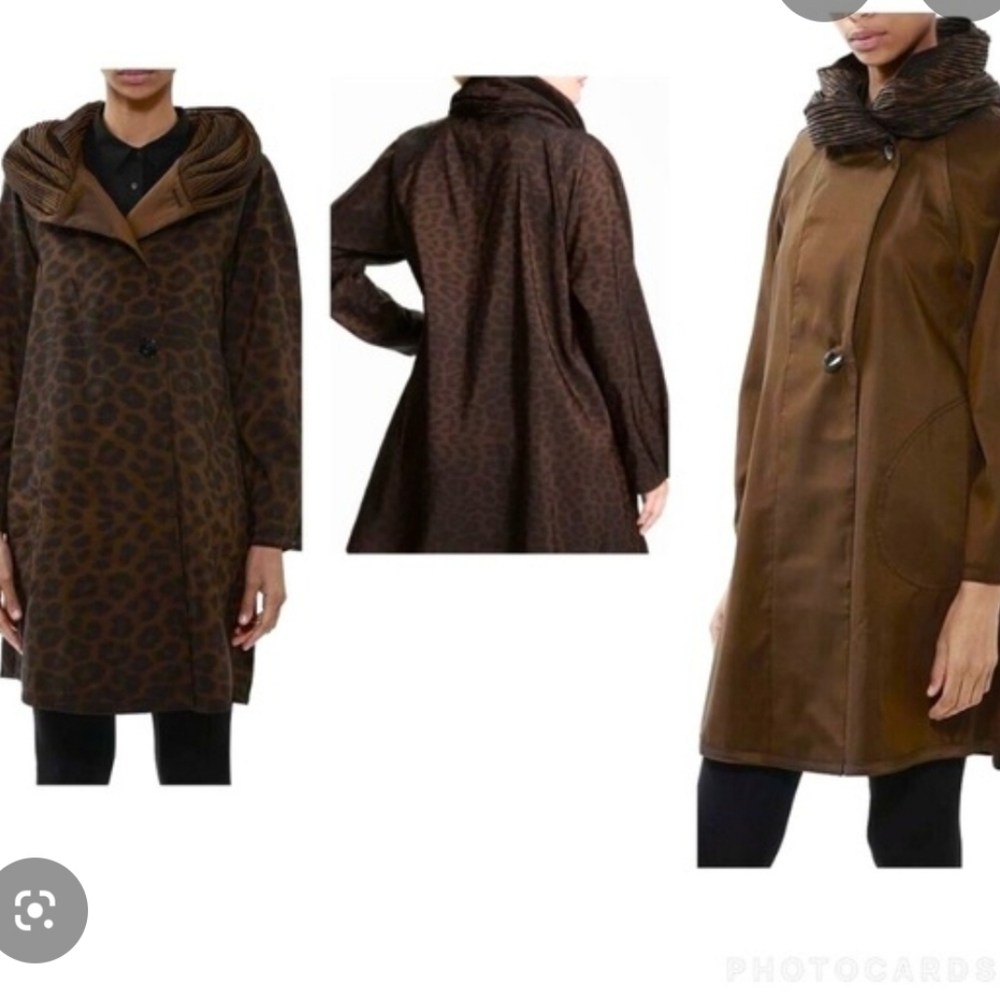 Mycra Pac Donatella Leopard Print Hooded Rain Coat - Picture 14 of 15